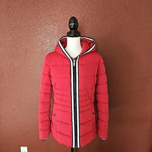 Tommy Hilfiger Red Puffer Jacket with Hood